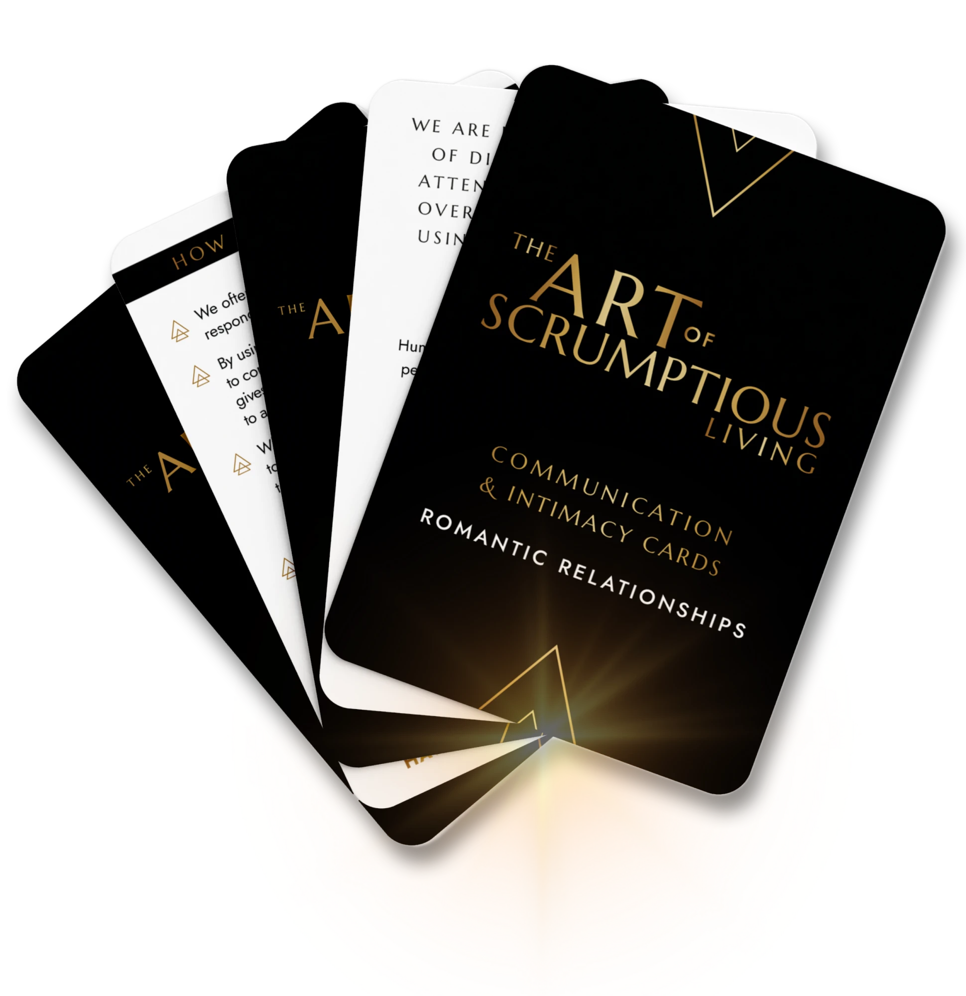 Cards floating — a lifestyle shot from the deck