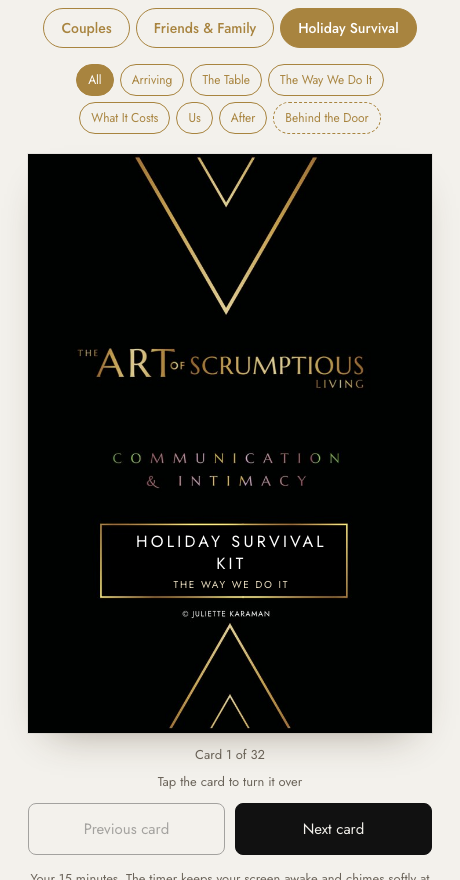 The Holiday Survival Kit, with Behind the Door held out of the shuffle