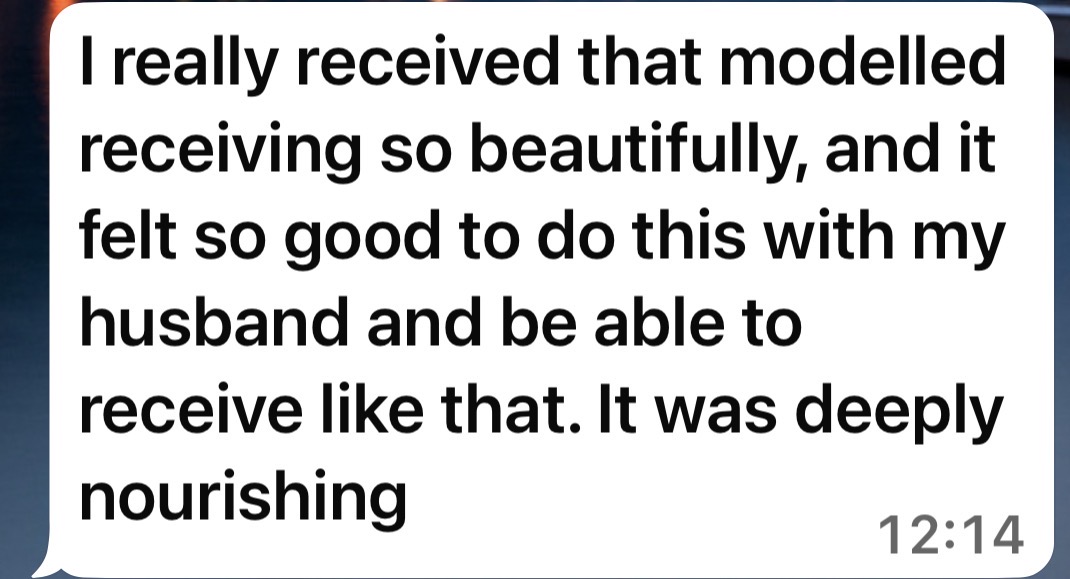 Client message about receiving with her husband