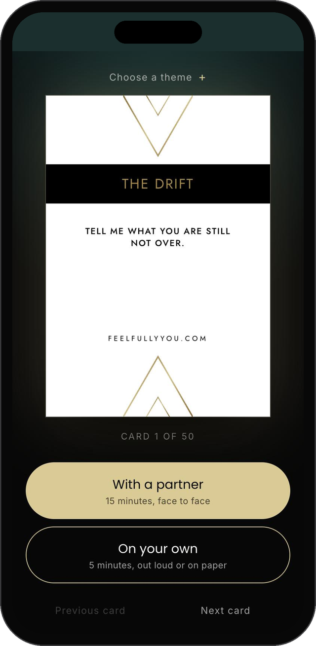 A Trust & Repair card open in the app on a phone: Tell me what you are still not over.